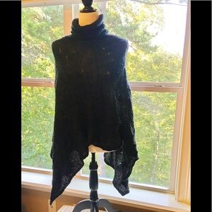🍁women’s black cowl neck soft poncho sweater